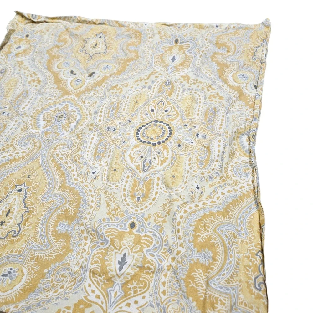 Pottery‎ Barn Pillow Sham Euro Organic Cotton Floral Paisley Yellow Tan Gray